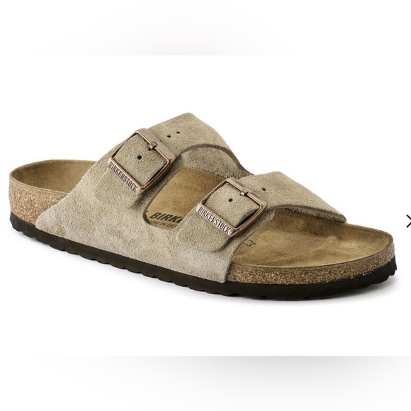 Birkenstock Unisex Arizona Taupe Suede Soft Foot Bed Sandals Size 40
